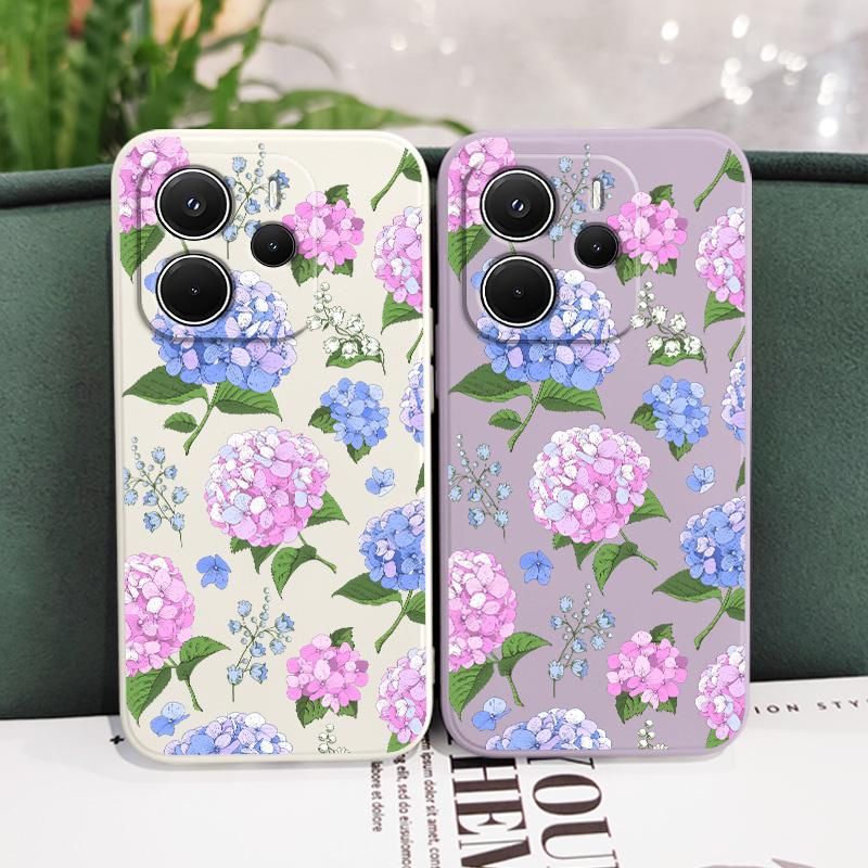 Beautiful Hydrangeas Phone Case For Xiaomi Redmi Note 14 13 12 12S 11 11S 10 10S 9 9S 15 14C Pro Plus 4G 5G Liquid Silicone Cove