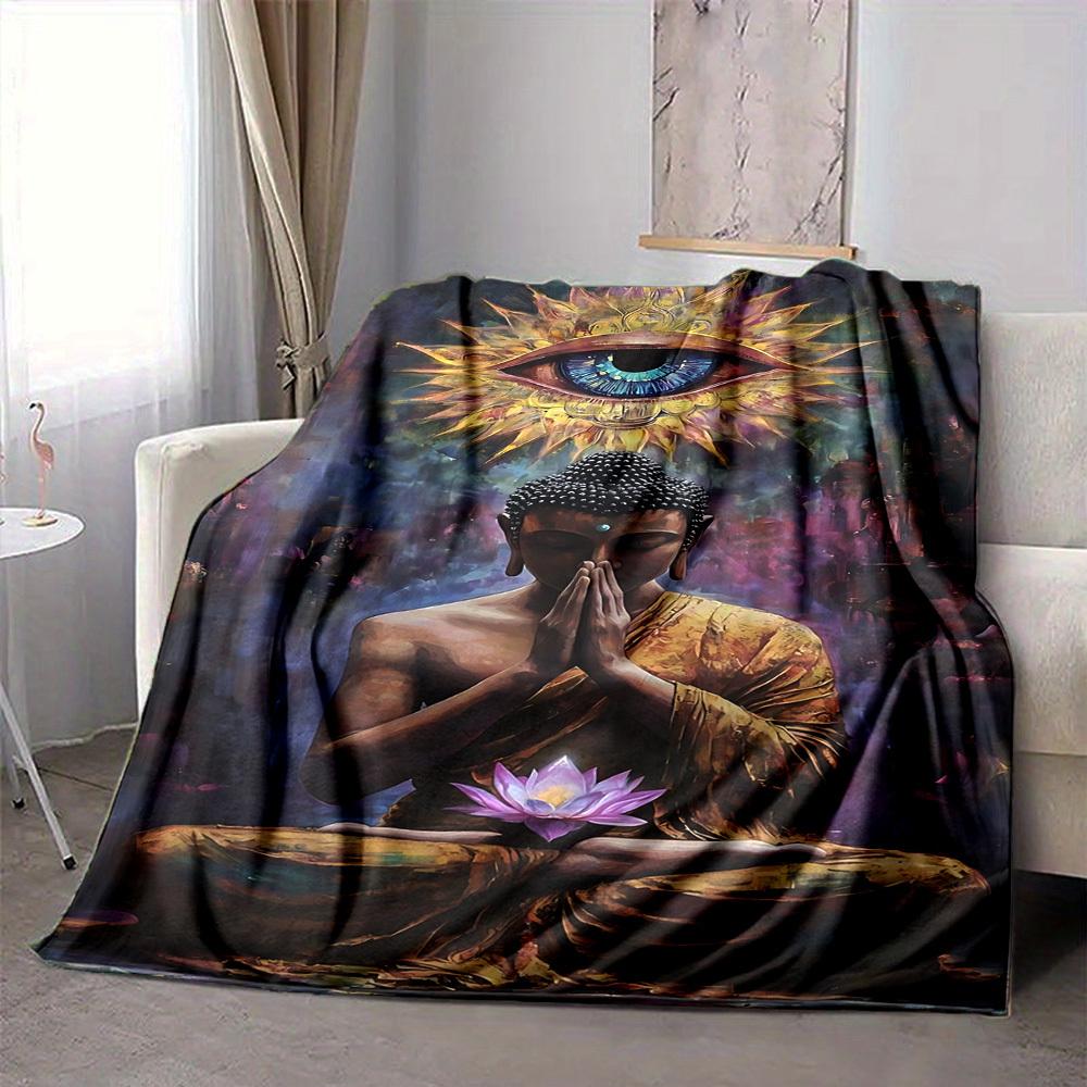 1PC Buddha Statue Print Blanket, Soft Throw Blanket - Warm & Cozy for Couch, Bed, Office, and Travel Yy250912196