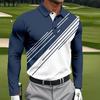 3D Digital Comfortable Going Out Men's Long-sleeved Contrasting Color Printing Polo Shirt for In Summer Fashion Men's Clothing