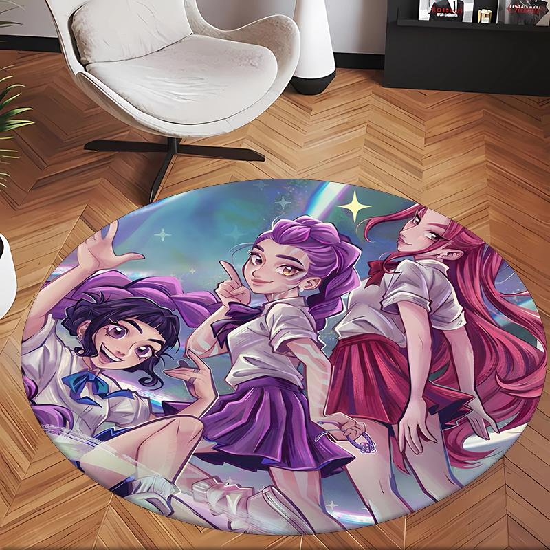 Huntrix (1) Round Office Rug Decorative Floor Rug for Office Bedroom Living Room and Home Space