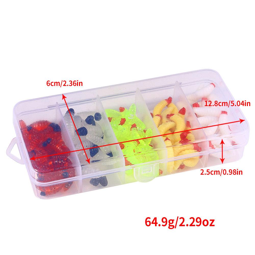 

50-100Noodle Worm Fake Bait5Grid Boxed Slow Sinking Worm Soft Bait Lure Bionic Bait Noodle Worm Black Pit Bait a set