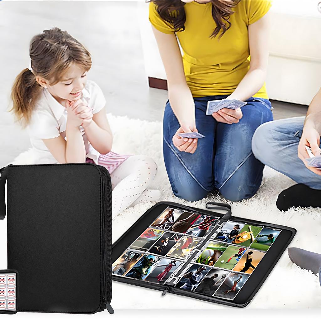 Zipper Trading Card Holder With Card Sleeves,Collectible Card Folder Fits 40 Cards And 30 Removable Trading Card Sleeves