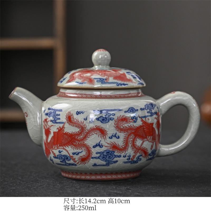 250ml Blue and White Porcelain Handmade Teapot Household Thousands of Miles Teapot Jingdezhen Pot Tea Making Kettle Teaset Gifts