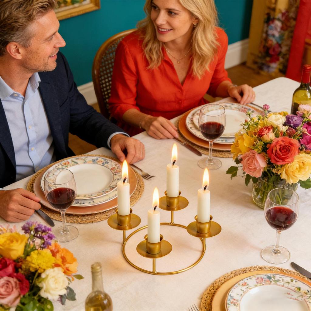 Gold Candle Holders Modern Gold Table Centerpieces Advent Wreath Candle Stick Holders For Home Kitchen Living Room Bedroom