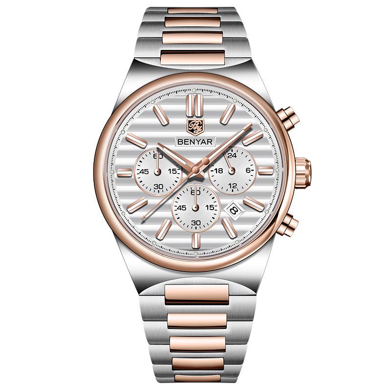 BENYAR Men's Quartz Watch, Fashionable Waterproof Luminous Wristwatch BY-5214M.