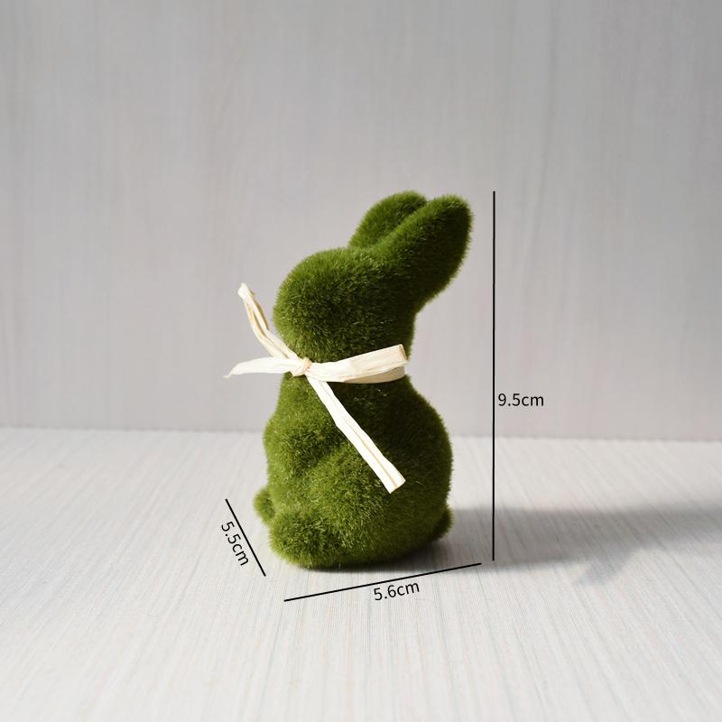 

Flocked Easter Figurines With Bowtie Easter Holiday Spring Decor Rabbit Figurines Garden For Indoor Table Home Pan Ornament