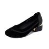 French new autumn retro comfortable outer wear single shoes woven pattern light mouth middle heel shoes