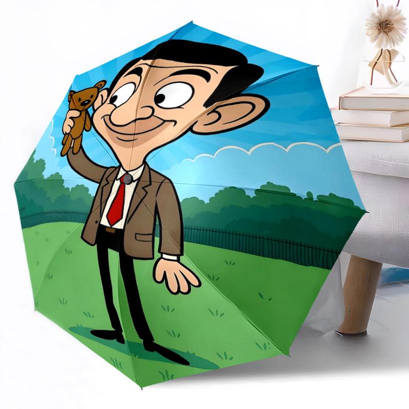 1pc Mr Bean'S Teddy Adventure Automatic Umbrella Compact 8 Rib Lightweight Foldable Design Travel Essential Outdoor Accessory Stylish Gift Women Y1