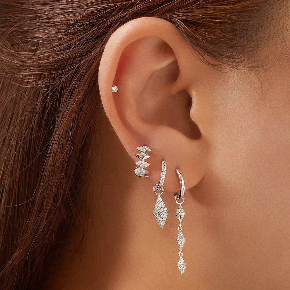 Silver Pave Sparkle 925 Silver Ring Earrings E061-13H