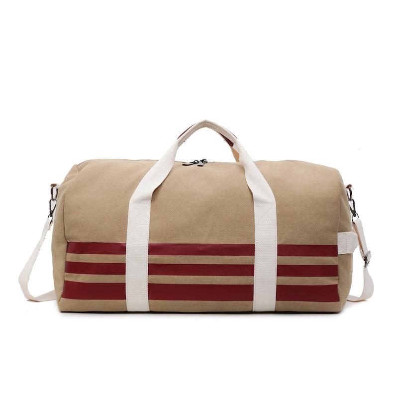 

Multifunctional striped travel bag heavy industry washed old thickened canvas fitness bag large capacity messenger duffel bag women хаки