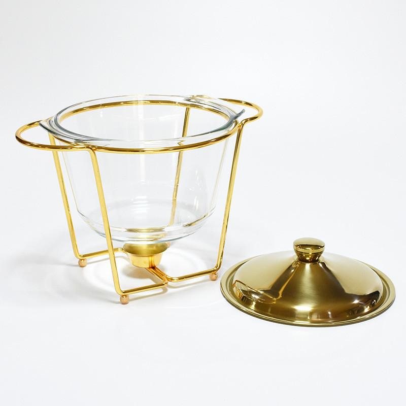 Deep Glass Buffet Stove 4.0L Large Capacity Food Heating Container Restaurant Small Hot Pot Alcohol Stove
