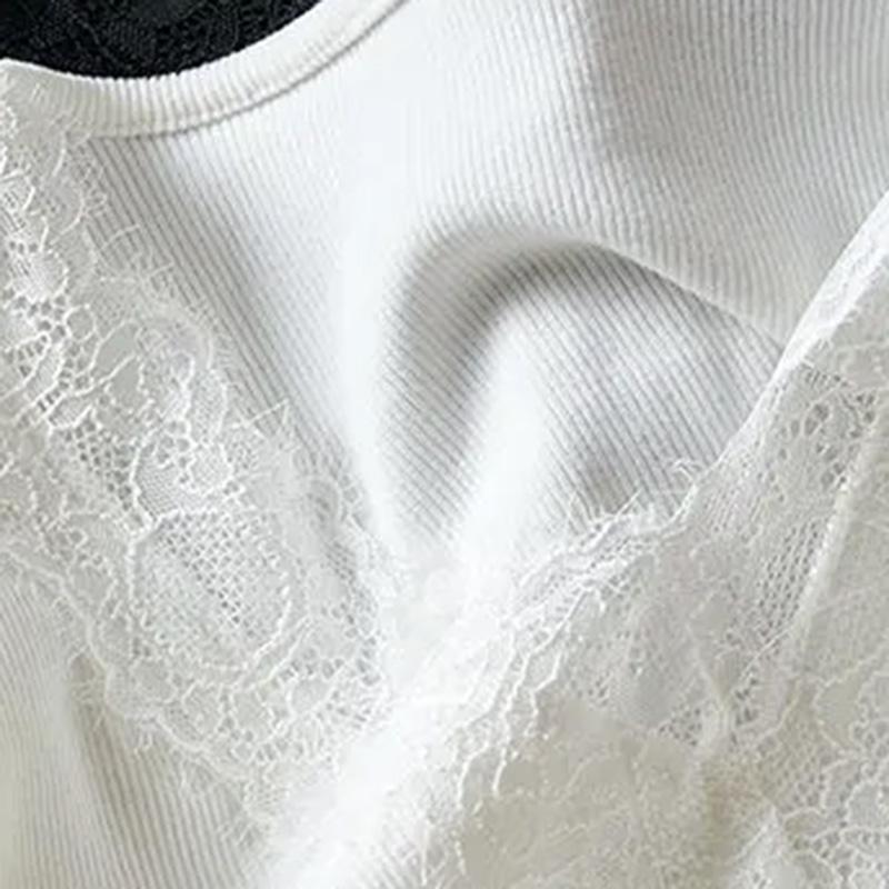 Tops for Women Pullover Long Sleeve V-neck Autumn Winter Warm Slim Thickened Lace Top