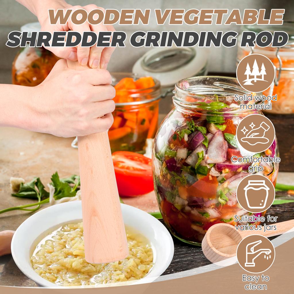 12 Inch Kimchee Pounder Tamper Wood Vegetable Fermentation Tamper Wooden Pickle Pounder Sauerkraut Pounder Rod for Fermentation