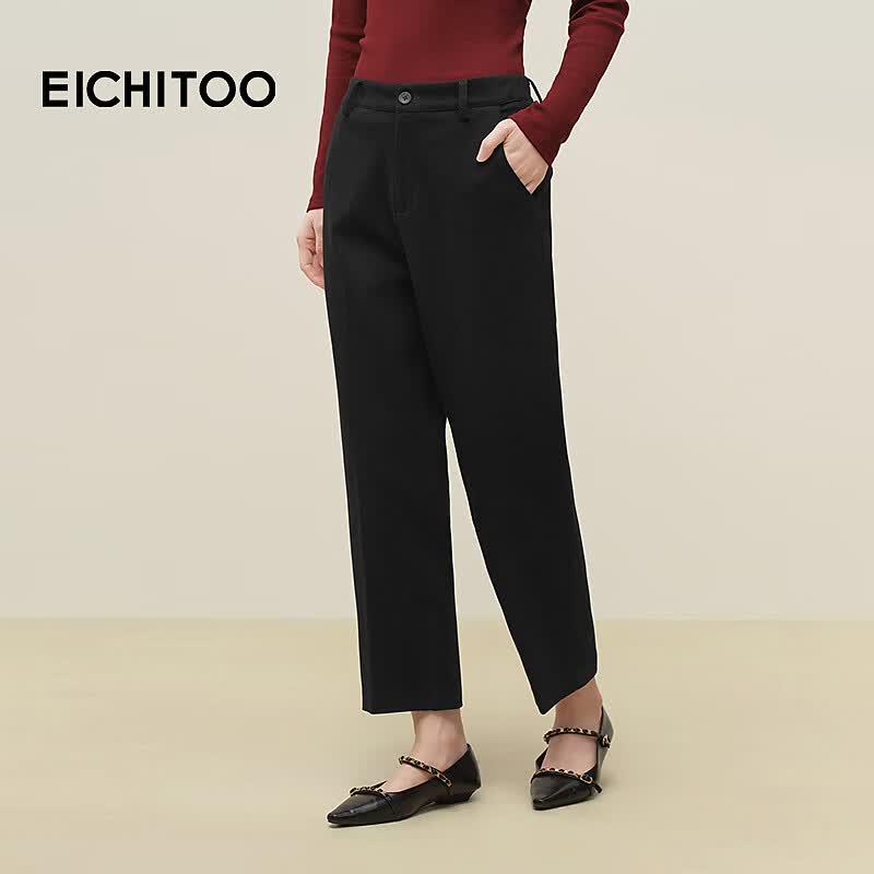 EICHITOO Women s Wool Blend Slim Fit Commuter Pants L