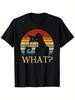 Retro Black Cat WHAT? Vintage Sunset T-shirt