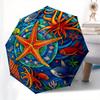 Underwater Paradise: Vibrant Sea Life Stained ArtworkUmbrella, Portable 3-Fold Compact Umbrella for Men & Women Gift