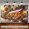 Italian Restaurant Scene Tapestry, Outdoor Pizza Shop Wall Hanging for Live Streaming