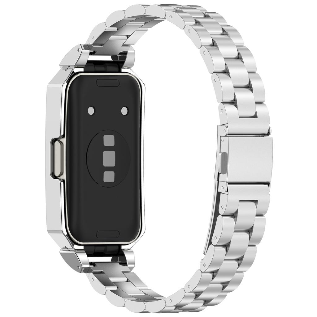 Metal Frame for Huawei Band 10/10 NFC/9/9 NFC/8/8 NFC Watch Case Integrated Three Bead Stainless Steel Strap