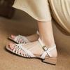 Fashion NEW Summer Women Sandals Genuine Shoes for Women Open Toe Low Heel Shoes Concise Narrow Band Modern Sandals Weave Shoes