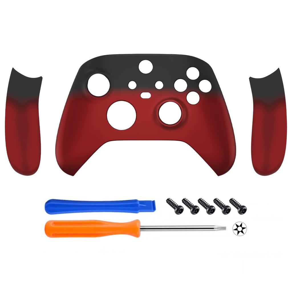 eXtremeRate Side Rail Grip Shell for Xbox Series X S Clear Black Replacement Front Housing Cover Handle Faceplate for Xbox Core Wireless Controller