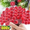 Mini Artificial Frosted Berry Stamen Christmas Double Head Holly Berries Fake Flowers Bouquets DIY Wreath Xmas Party Decoration