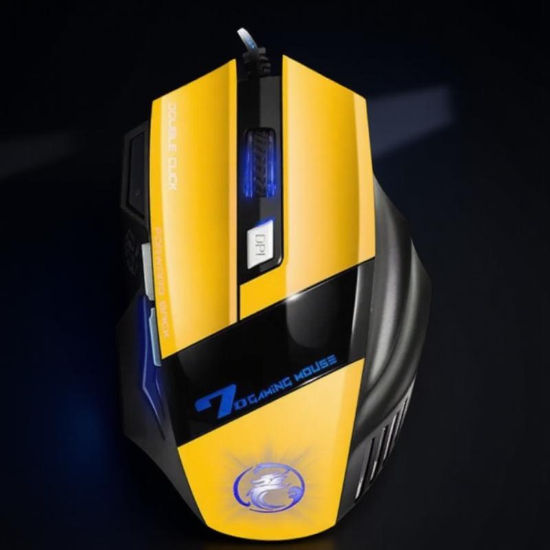 

Эргономичная игровая мышь USB проводная 5500 DPI RGB подсветка 7 кнопок компьютерная мышь для ПК ноутбука геймерские мыши игровые аксессуары жёлтый