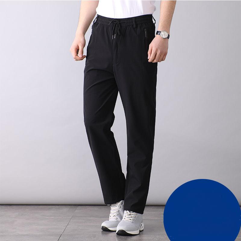 Summer Thin Casual Elastic Trousers For Middle-aged And Elderly People New Ice Silk Elastic Waist Loose Sports Pants Large Size