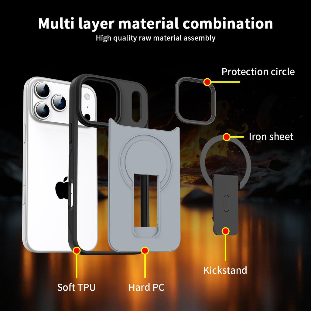 Magnetic Invisible Stand Protective for  Case for For Iphone 17 Air 12 1 14 13 16 Pro Max Plus Matte Shockproof Cover
