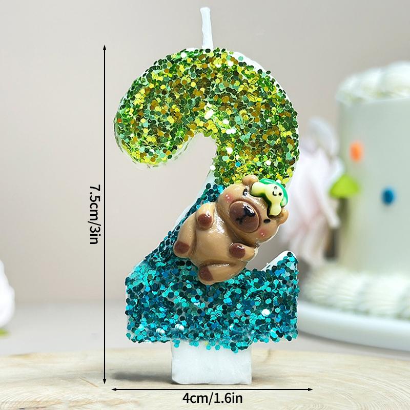 Kawaii Digital Candle Capybara Candle 0-9 Number Birthday Cake Topper Decoration Kapibala Cake Insert for Birthday Baby Shower