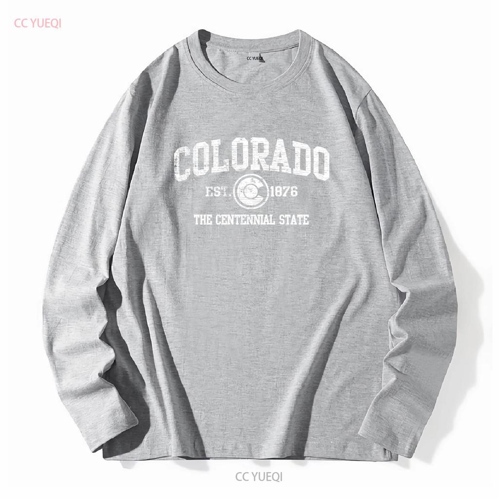 Colorado Flag Vacation Souvenir Mountains Womens or Mens Crewneck T Shirt Long Short Sleeves Vintage Washed Breathable Casual