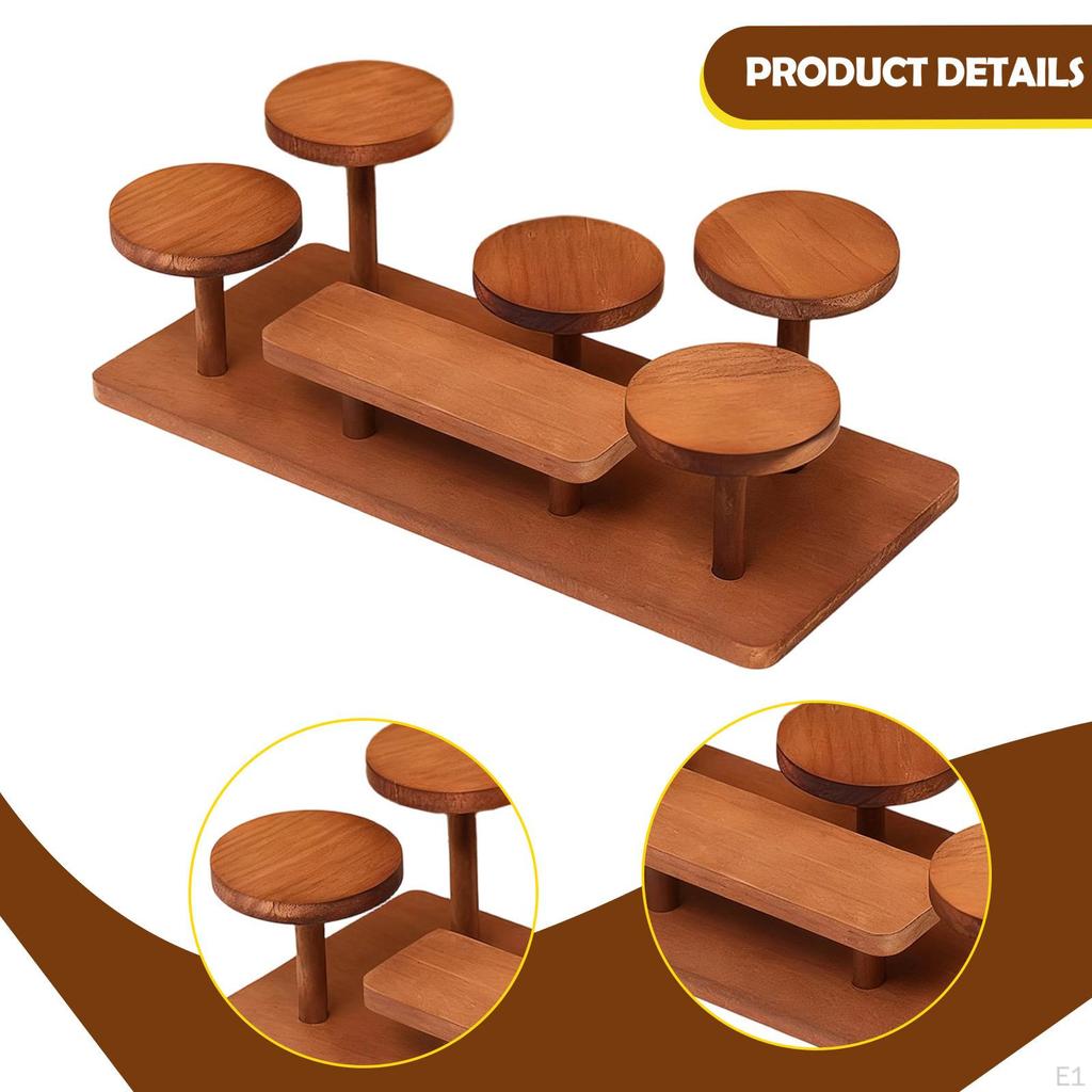 Wooden Tiered Riser Display Stand Jewelry Shelf Holder Rack for Candy Home Decor