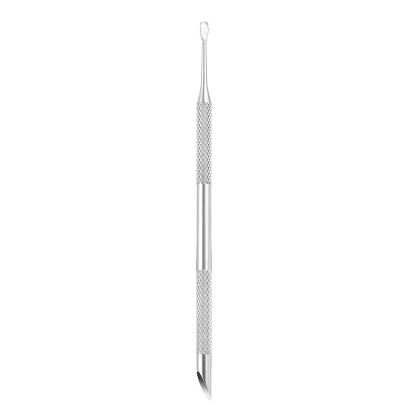 Russian Style Nail Pusher: Double-Ended Steel Tool for Cuticle Care with Round & Slanted Heads, Safe for Natural Nails.