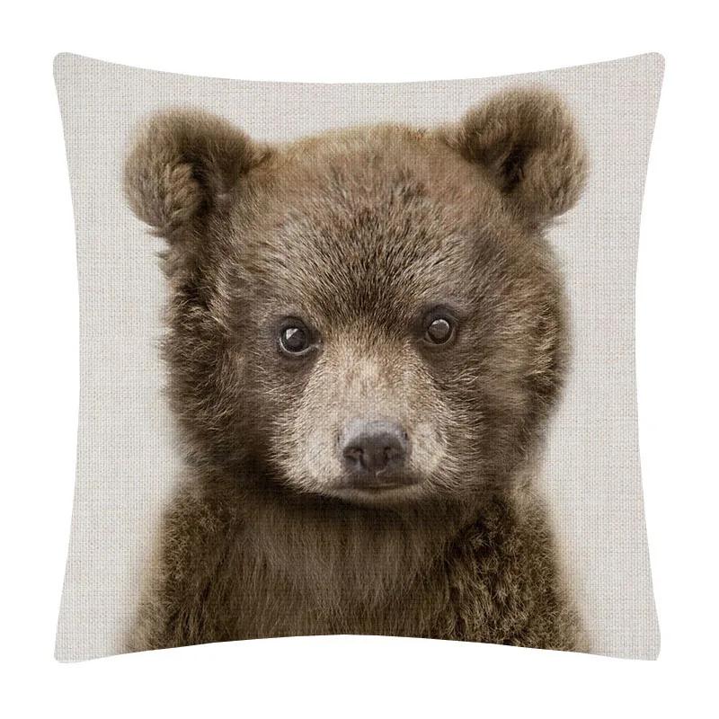 Bunny Donkey Fox Deer Hedgehog Bear Cock Duck Hippo Animals Posters Cushion Cover Decorative Pillows For Sofa Home Decor