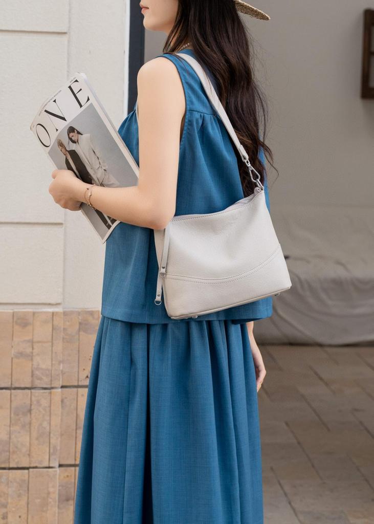 Women's Natural Cowhide Leather Crossbody Bag Two Straps- Cvertible Shoulder Purse for Effortless Commuting Minimalist Tote