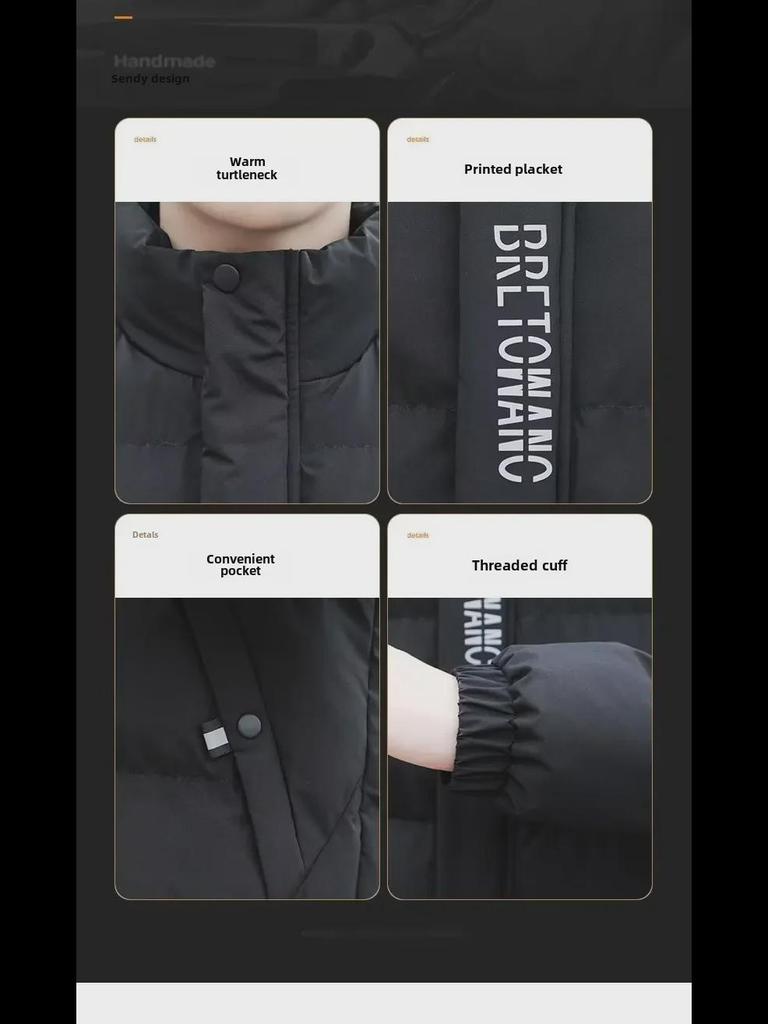 Geacă de iarnă pentru bărbați 2022, groasă, căptușită cu bumbac, stil coreean - Jachetă tip pâine la modă, cu croială largă