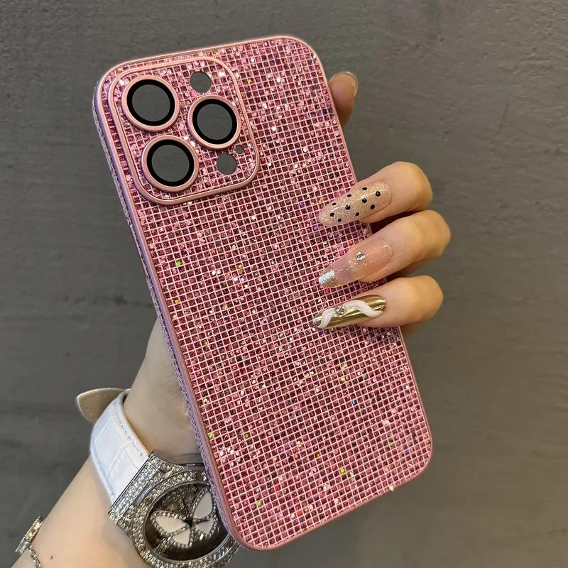 Luxury Jewelled Glitter Phone Case For iPhone 11 12 13 14 15 Pro Max Plus Electroplated Bumper Clear Shockproof Cover