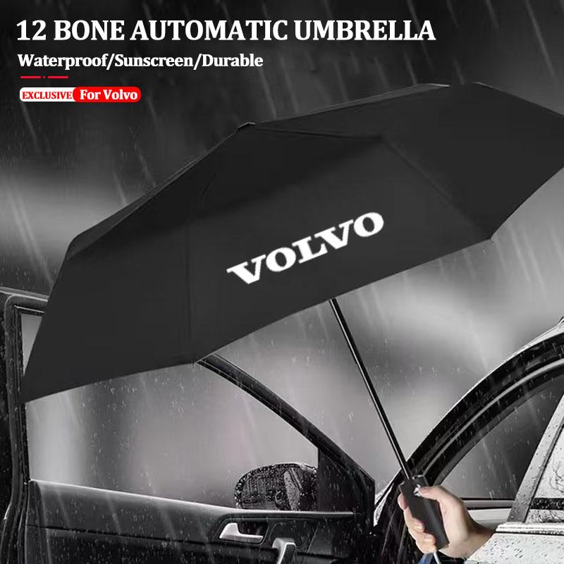 AAKB1 Car Automatic Umbrella Portable Folding Volvo Logo Accessories For Volvo XC60 XC90 V40 V60 S60 V50 V90 S80 EX90 S80L EM90 EX30