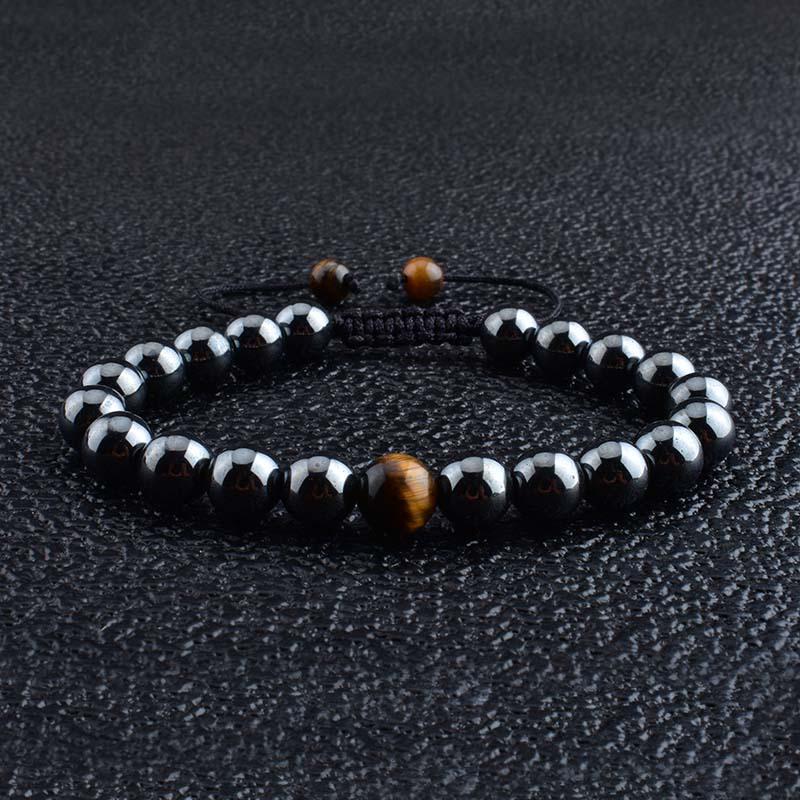 Tiger Eye Woven Retro Bracelet: Personalized European and American Men's Hand Jewelry