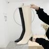 Fashion Knee-high Square-toe Booties Women's Outerwear Autumn Winter Fashion Casual Motorcycle Boots High Heel Zipper Back Design