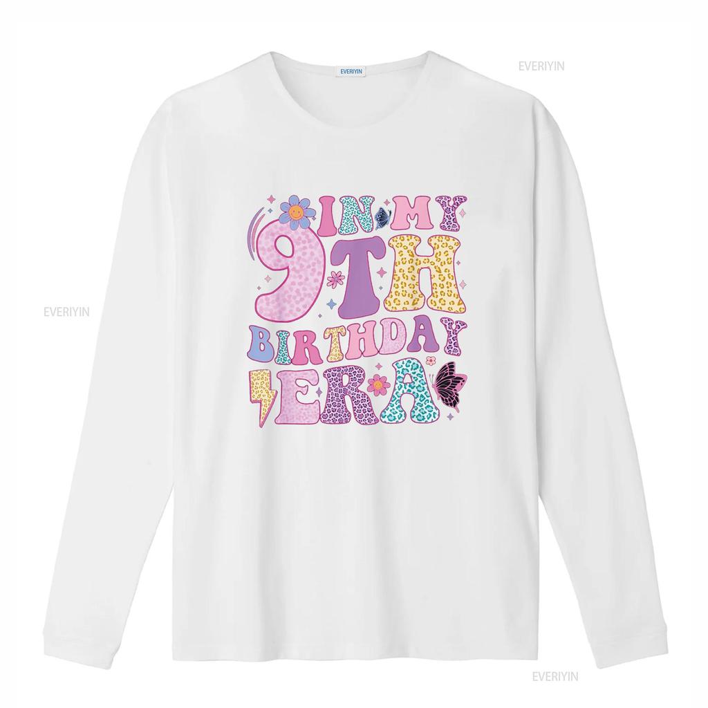 In My 9th Birthday Era Nine Bday 9 Year Old Girl T Shirt Vintage Washed Top For Everyday Wear Fashion Casual Homme Unisex