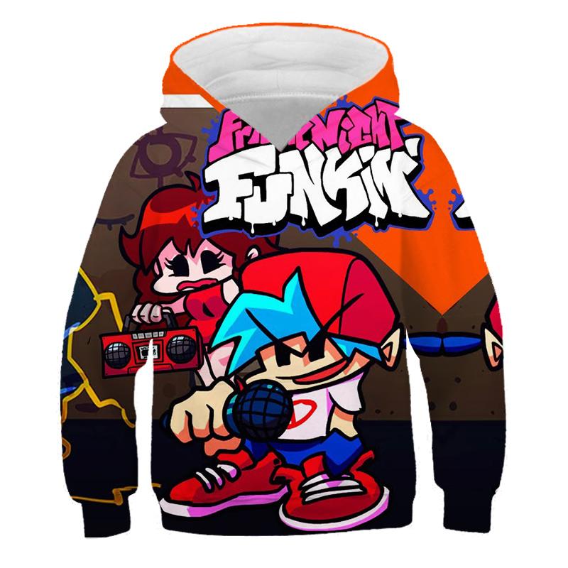 Felpe con cappuccio Anime Game Friday Night Funkin Felpe con stampa 3D Felpe con cappuccio per ragazzi e ragazze Pullover alla moda Cartoni animati Tute per bambini Abbigliamento