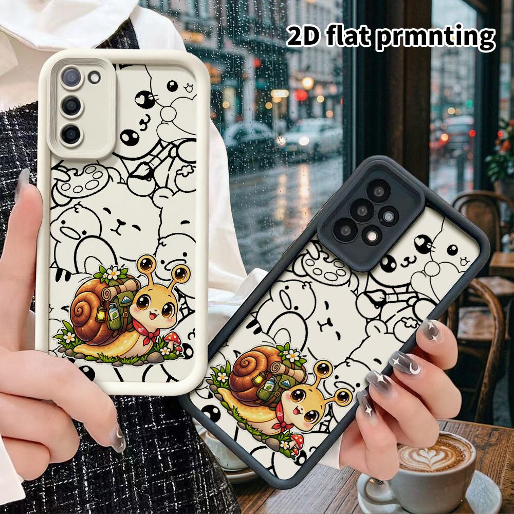 Phone case: 2D flat, suitable for Samsung Galaxy A34 A35 M05 M06 S20 S22 S21 FE Plus 5G protective case, travel snail, perfect Christmas and Halloween