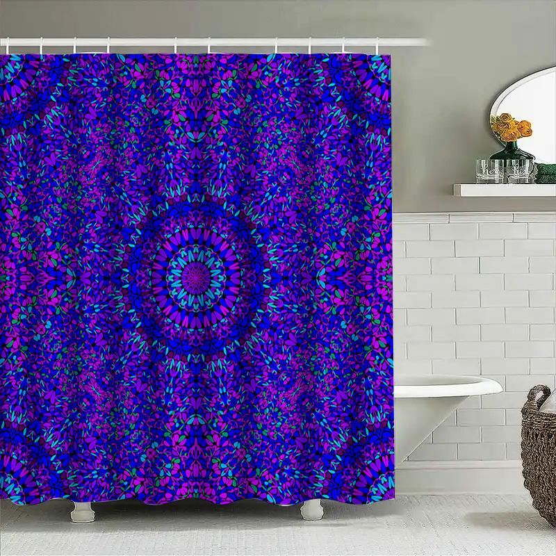 Vibrant Purple Blue Mandala Shower Curtain For Bathroom Decor