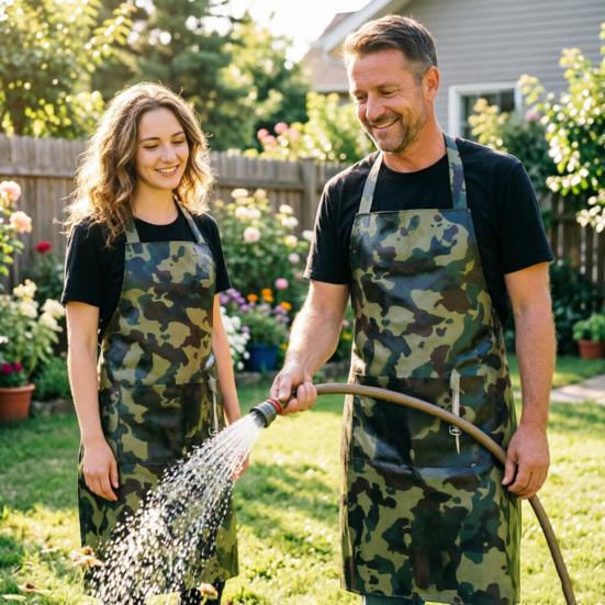 Knee Length Work Apron Kitchen Cooking Apron with Pocket Waterproof Oil Resistant Chef Apron