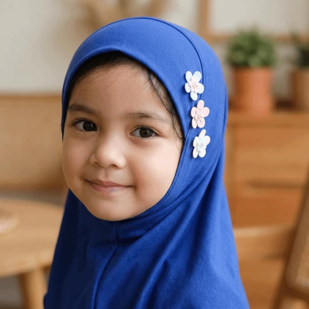 with Floral Ornament Little Girls Pull-On Hijab Soft Head Wrap Turban Cute Head Cover 2-6 Years