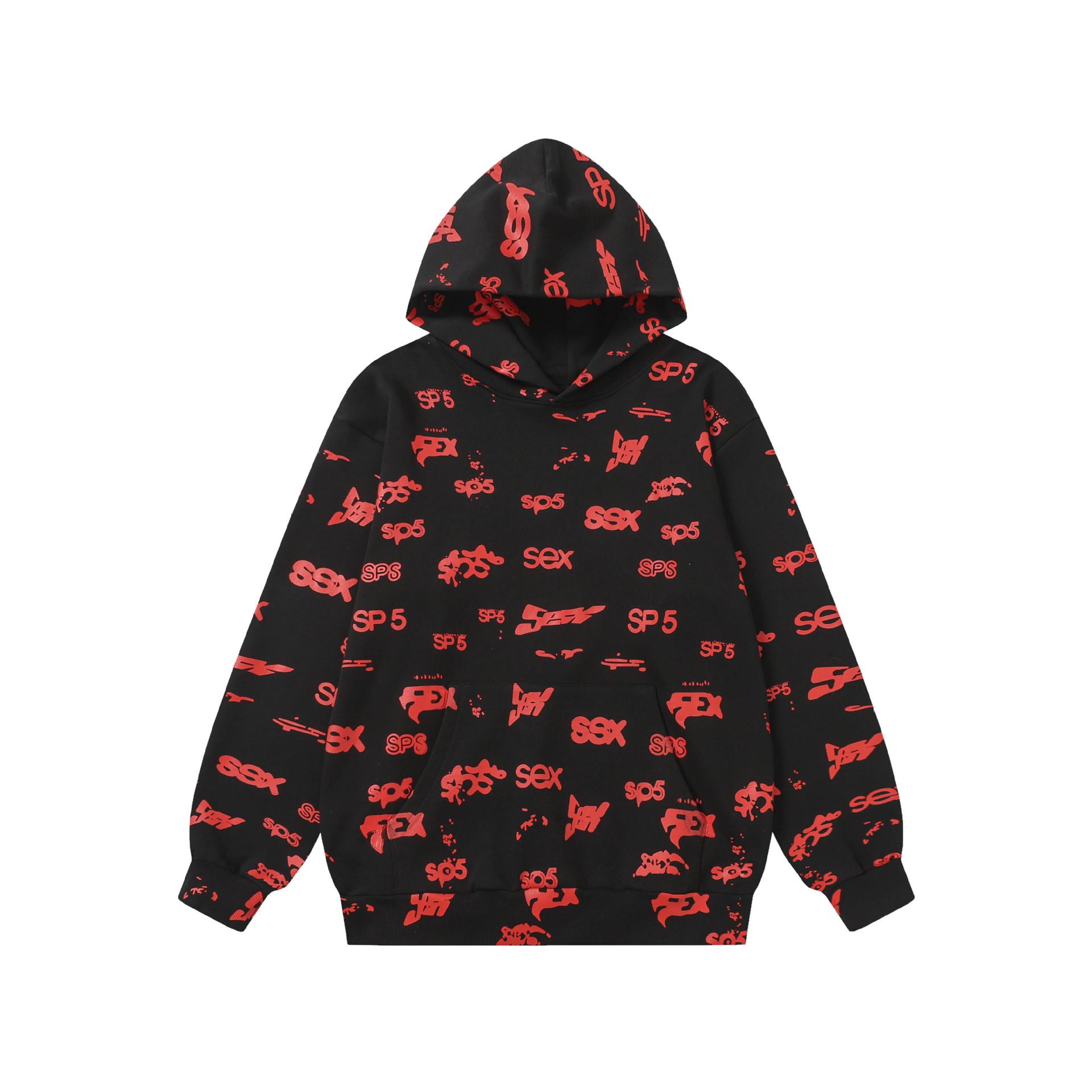 

European Hip Hop Unisex Couple Hoodie Set - Soaked Letter 5555 (2025 Style) Size S