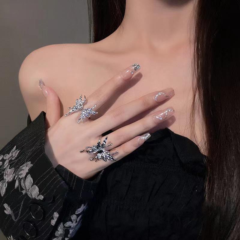 Niche Design Sense, Advanced Sense, Liquid Butterfly Open Ring, Female Student Tide Cold Personality Index Finger Ring
