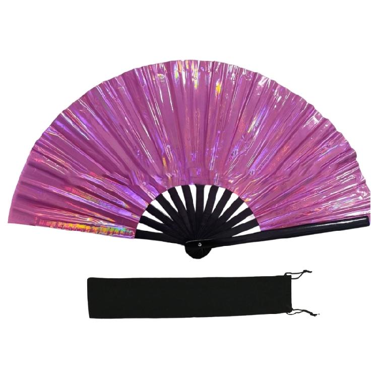 Ventaglio a mano pieghevole colorato scintillante in PVC per Eventi di Danza e Fitness Spettacoli Riflettenti Festival Ventaglio portatile