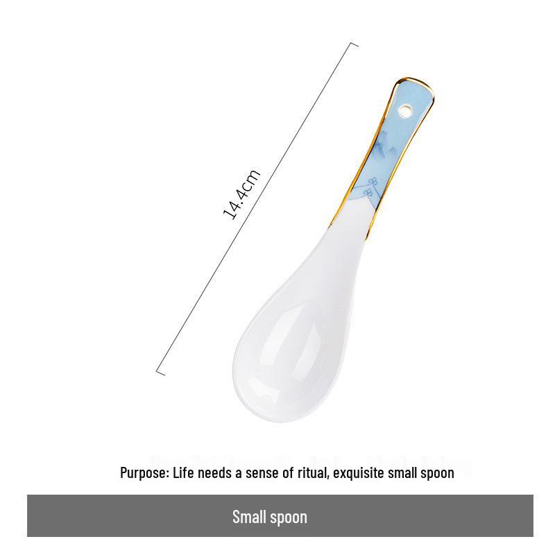 Tangshan Bone China Long Handle Soup Spoon - Ceramic Tableware Ladle Spoon