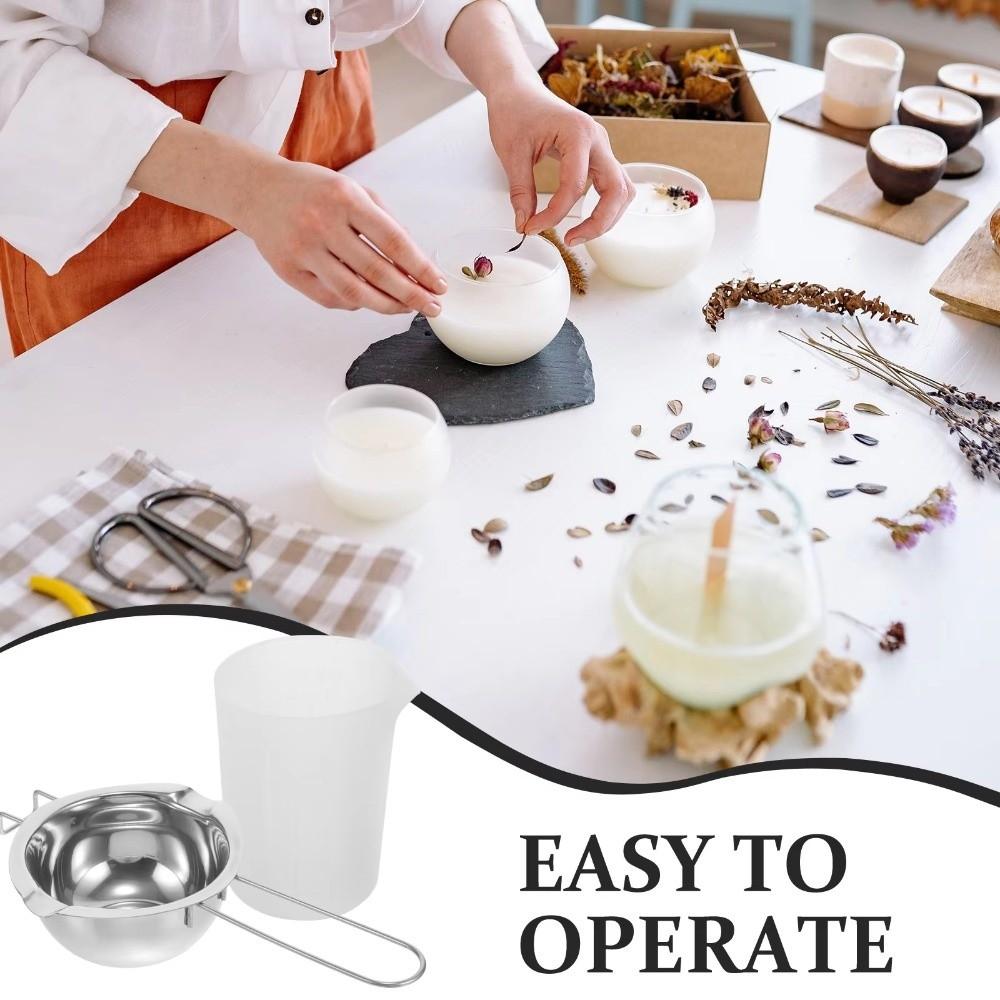 400/600ml Candle Wax Melting Boiler Pot Stainless Steel Melting Chocolate Candle Making Supplies Heat Resistant Handle Bowl